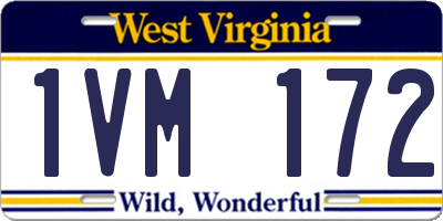 WV license plate 1VM172