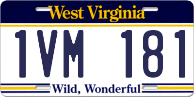 WV license plate 1VM181