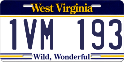 WV license plate 1VM193