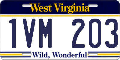 WV license plate 1VM203