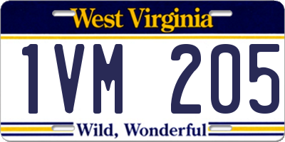 WV license plate 1VM205