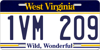 WV license plate 1VM209