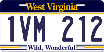WV license plate 1VM212