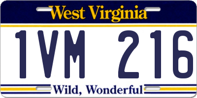 WV license plate 1VM216