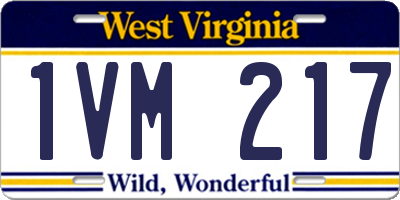 WV license plate 1VM217