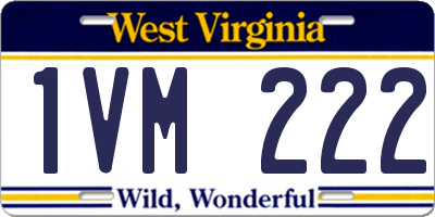 WV license plate 1VM222