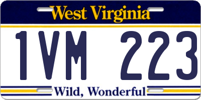 WV license plate 1VM223