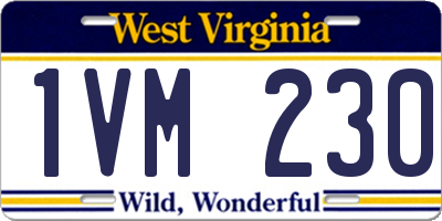 WV license plate 1VM230