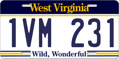 WV license plate 1VM231