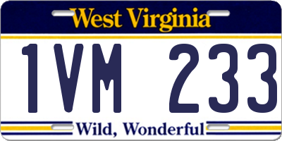 WV license plate 1VM233