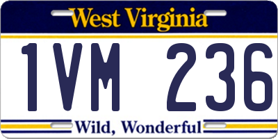 WV license plate 1VM236