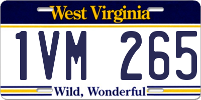 WV license plate 1VM265