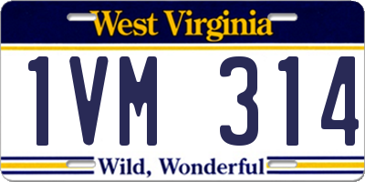 WV license plate 1VM314