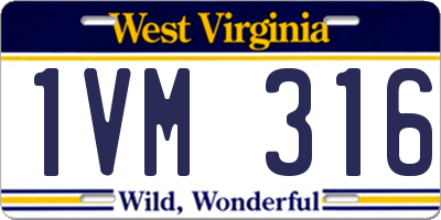 WV license plate 1VM316