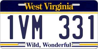 WV license plate 1VM331