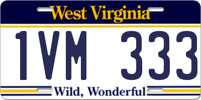 WV license plate 1VM333