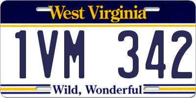 WV license plate 1VM342