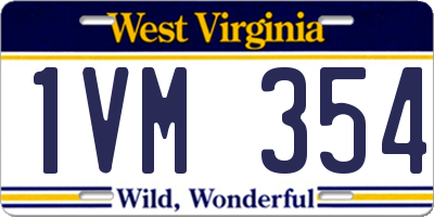 WV license plate 1VM354