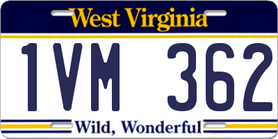 WV license plate 1VM362