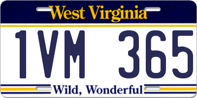 WV license plate 1VM365