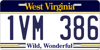 WV license plate 1VM386