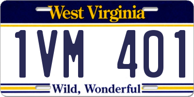WV license plate 1VM401