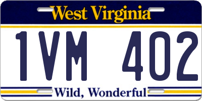 WV license plate 1VM402