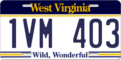 WV license plate 1VM403