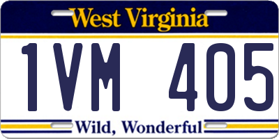 WV license plate 1VM405