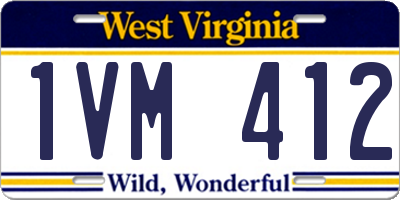 WV license plate 1VM412