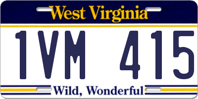 WV license plate 1VM415