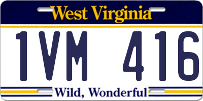 WV license plate 1VM416