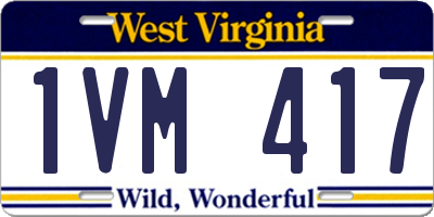 WV license plate 1VM417