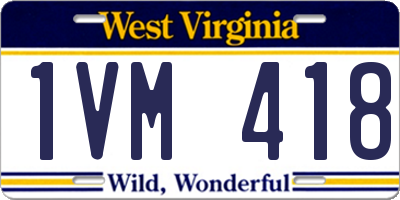 WV license plate 1VM418