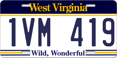 WV license plate 1VM419