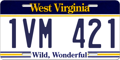 WV license plate 1VM421