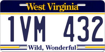 WV license plate 1VM432
