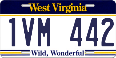 WV license plate 1VM442