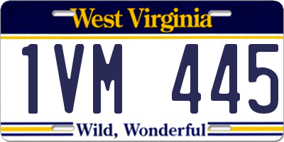 WV license plate 1VM445