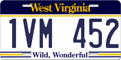 WV license plate 1VM452