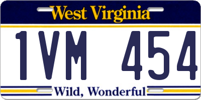 WV license plate 1VM454