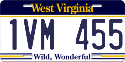 WV license plate 1VM455