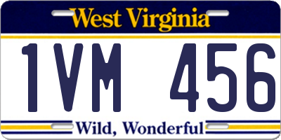WV license plate 1VM456
