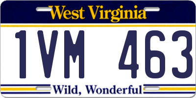 WV license plate 1VM463