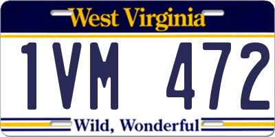 WV license plate 1VM472