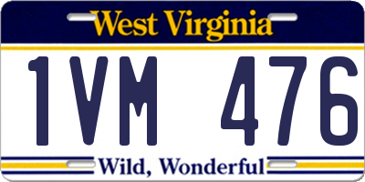 WV license plate 1VM476