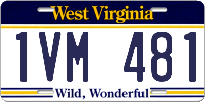 WV license plate 1VM481