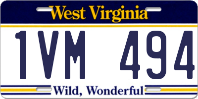 WV license plate 1VM494