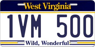 WV license plate 1VM500