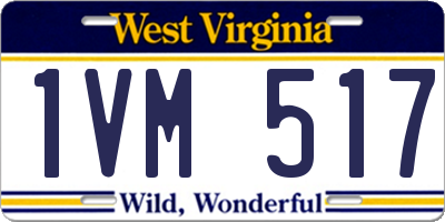 WV license plate 1VM517